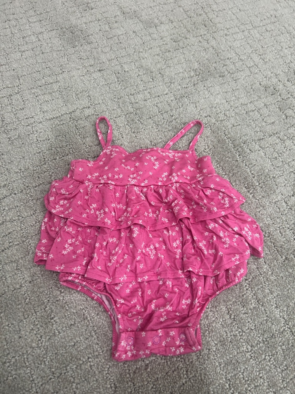 Posh Peanut Pink Floral Ruffle One-Piece